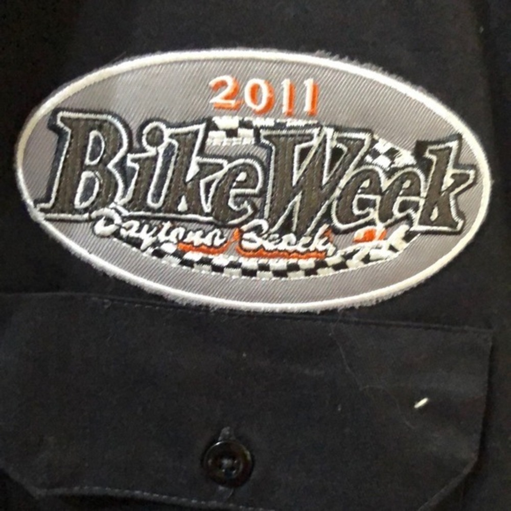 Dickies Black Bike Week Button Down‎ 2 pocket short sleeve work Shirt